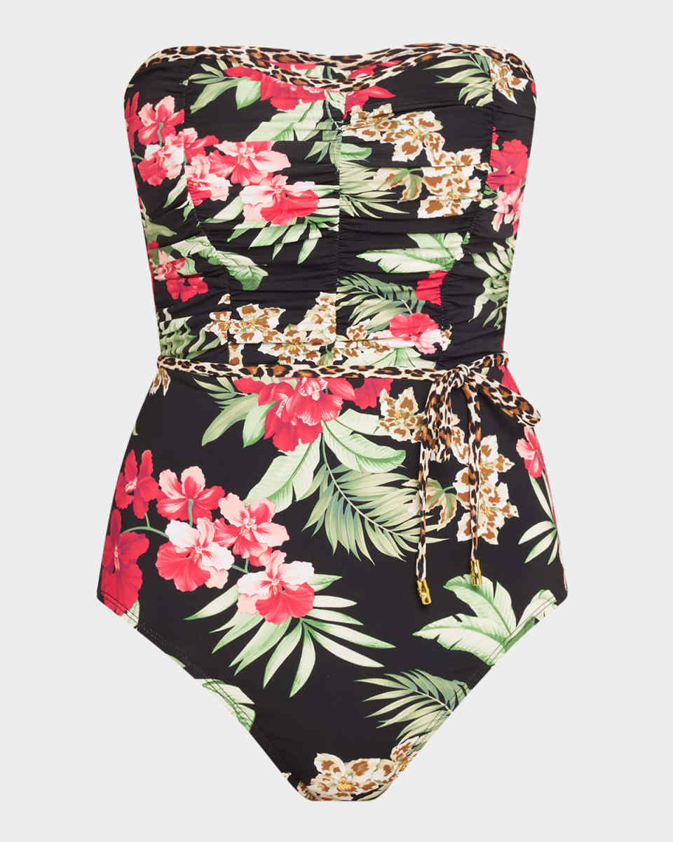 Lily Cat Shirred Bandeau One-Piece Swimsuit